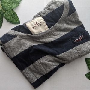 Hollister Navy and Gray Striped Crop Top A20